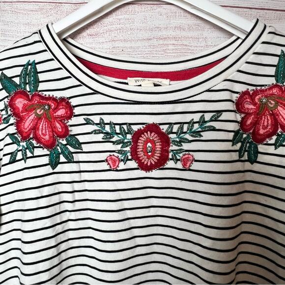 With Love Women’s 3/4 Sleeve Striped and Floral Blouse Sz L NWT - Picture 4 of 13